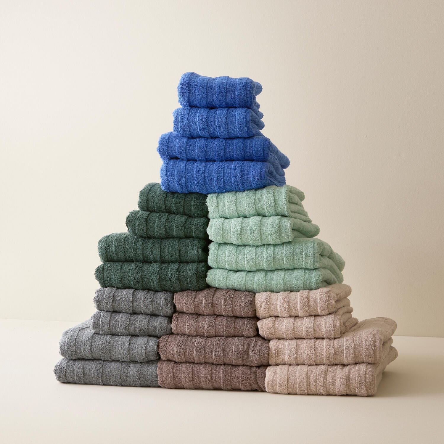 Terry Stripe håndklæde sæt, Mint - 4 stk.